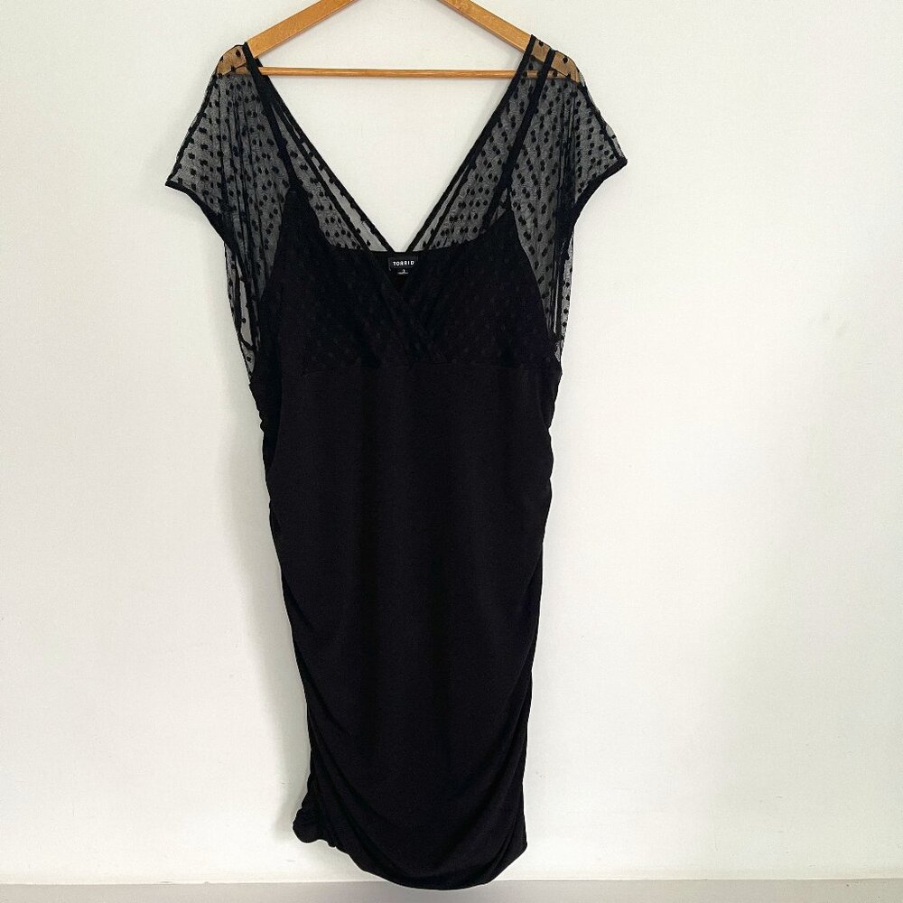 Torrid Woman Black Lace Stretchy Lined Sleeveless Pullover Dress Plus Size 3